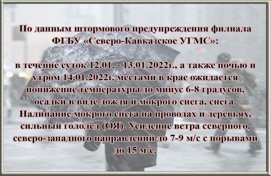 Экстренное предупреждение 11.01.2022 г