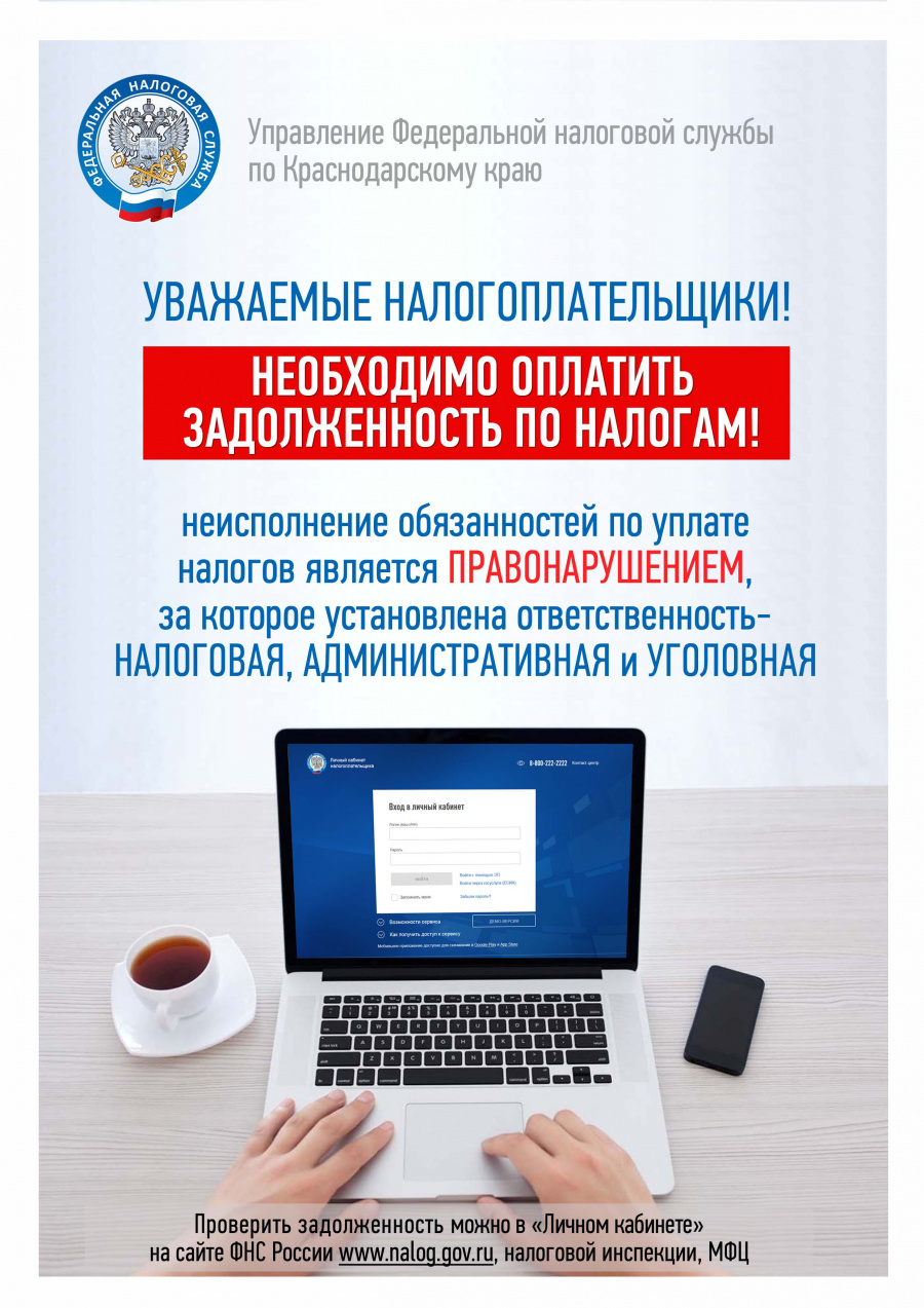 Необходимо оплатить задолженность по налогам