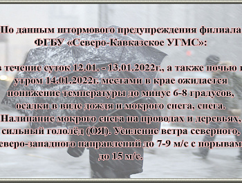 Экстренное предупреждение 11.01.2022 г